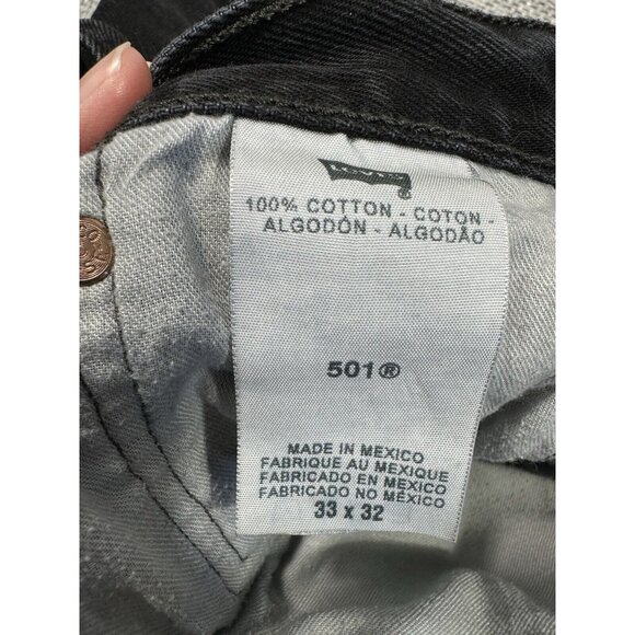 Levis 501 Mens 33x32 Black Faded Straight Leg Button Fly - Picture 10 of 16